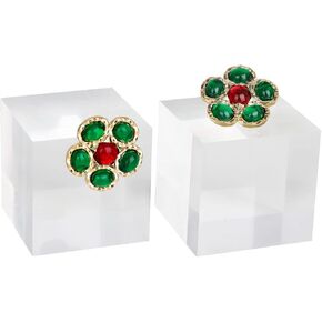 GemeShou 2pcs Acrylic earring display risers, Jewelry display riser stand, clear ring risers for display selling【2pcs 1.57 L x1.57 W x1.57 H inch】