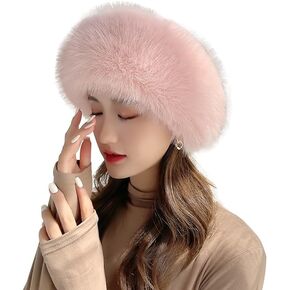 Eforcase Womens Winter Faux Fur Hats, Fluffy Beanie Russian Style Hat Cossack Hat Cold Weather Warm Hat Warm Cap