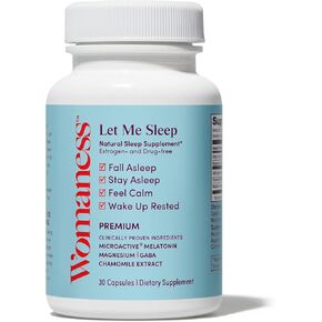Womaness Let Me Sleep Supplement - Natural Sleep Aid with Melatonin 3mg, Magnesium, GABA and Chamomile Extract - Nighttime Sleeping Aid for Women (30 Capsules)