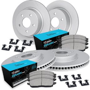 R1 Concepts Front Rear Brakes and Rotors Kit |Front Rear Brake Pads| Brake Rotors and Pads| Ceramic Brake Pads and Rotors |Hardware Kit|fits 2012-2017 Audi A4, A4 allroad, A4 Quattro, A5, A5 Quattro