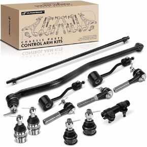 A-Premium Set of 12, Front Upper & Lower Ball Joint, Sway Bar Link, At Pitman Arm & Outer Tie Rod End, Track Bar, Compatible with Jeep Wrangler 1997-2006, TJ 1997-2006, 4WD Only