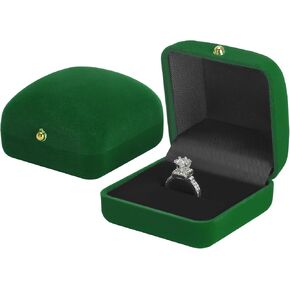 2 Pieces Velvet Wedding Ring Gift Box, Small Jewelry Ring Earring Studs Holder Case for Wedding Day, Proposal, Engagement, Anniversary, Premium Ring Display Storage Box for Women Girl (Black)