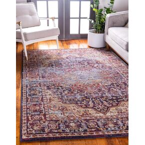 Unique Loom Augustus Collection Geometric Vintage, Bohemian Area Rug, 9' 0" x 12' 0", Rust Red/Tan