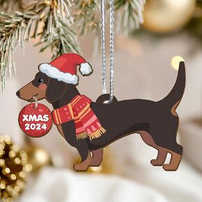 Dachshund Christmas Ornament 2024, Funny Dog Christmas Tree Ornament, Weiner Dog Christmas Ornament Decoration, Dog Lovers Gift Idea Xmas Decor for Christmas Tree, Ornaments for White Elephant Gifts
