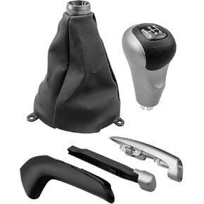 5 Speed Manual Gear Shift Knob Set w/Leather Boot Fit for Honda Civic 2006 2007 2008 2009 2010 2011, Replace 54102-SNA-A01 54102-SNA-A02