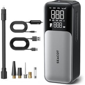 Tire Inflator Portable Air Compressor - Professional Edition - Max 150 PSI, Built-in High-Rate Battery and 12V DC Adapter. Electric Air Pump for Car Tires, Supports 45W 3X Fast Charging