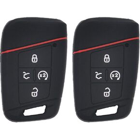 LemSa 2Pcs Silicone Keyless Entry Remote Car Smart Key Fob for 2021 2020 2019 VW Volkswagen Tiguan Atlas Jetta Passat Golf Alltrack Push Start, Black Purple