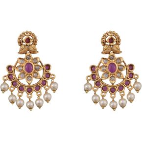 Tarinika Neetu Antique Jadau Chandbali Earrings - Indian Earrings for Women | Perfect for Ethnic Occasions | Traditional Indian Jewelry | 1 Year Warranty*