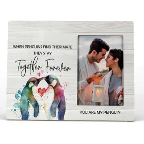 FONDCANYON Couples Love You Are My Penguin Picture Photo Frame,Engagement Gifts Picture Frames,Valentine Wedding Gifts For Girlfriend Boyfriend Husband Wife Him Her Bride Groom(4x6 Inch Photo)