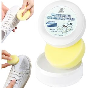 White Shoe Cleaner,Multi Functional Cleaning and descaling Cream, Sponge White Shoe Cleaning Cream, Multifunctional Cleaning and descaling Cream White Shoe Cleaning Cream with Sponge,Solid Shoe stai