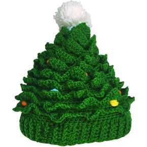 Christmas Hat Winter Knit Hats Crochet Beanie Santa Caps Warm Snow Ski New Year Holiday Party Hat Adult Women Teens (US, Alpha, One Size, Standard, christmas green)
