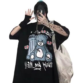 Gothic Oversized Printed T-Shirt Harajuku Street Trend Men and Women's Personality Loose Print Punk Short Sleeve
