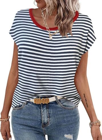 Zeagoo Short Sleeve Sweater for Women Knit Going Out Fashion Sweater Loose Fitting Tops for Women in Kuwait