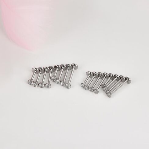 Lantine Cz Threadless Nose Ring g23 Titanium 16g 18g Push in Flat Back Earrings Nose Stud Lip Cartilage Helix Daith Piercing Jewelry in Saudi Arabia