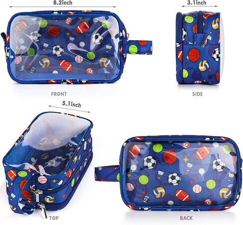 Kids Toiletry Bag for Boys, Travel Clear Toiletry Bag for Little Young Boys Waterproof Hanging Wash Bag Toddler Traveling Toiletries, Blue Soccer Balls in Saudi Arabia