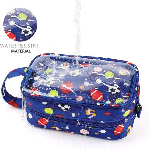 Kids Toiletry Bag for Boys, Travel Clear Toiletry Bag for Little Young Boys Waterproof Hanging Wash Bag Toddler Traveling Toiletries, Blue Soccer Balls in Saudi Arabia