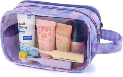 Kids Toiletry Bag for Boys, Travel Clear Toiletry Bag for Little Young Boys Waterproof Hanging Wash Bag Toddler Traveling Toiletries, Blue Soccer Balls in Saudi Arabia