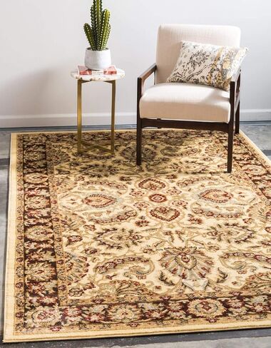 سجادة منطقة Loom Voyage Collection التقليدية الشرقية الكلاسيكية ذات الحدود المعقدة، 5' 3" x 8' 0"، عاجي/بني in Kuwait