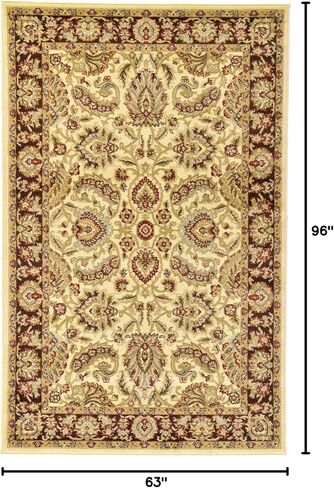 سجادة منطقة Loom Voyage Collection التقليدية الشرقية الكلاسيكية ذات الحدود المعقدة، 5' 3" x 8' 0"، عاجي/بني in Kuwait