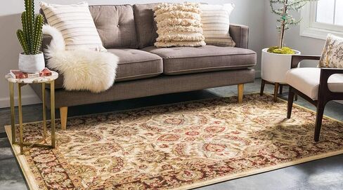 سجادة منطقة Loom Voyage Collection التقليدية الشرقية الكلاسيكية ذات الحدود المعقدة، 5' 3" x 8' 0"، عاجي/بني in Kuwait