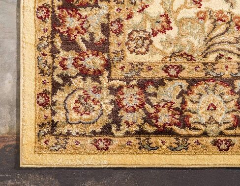 سجادة منطقة Loom Voyage Collection التقليدية الشرقية الكلاسيكية ذات الحدود المعقدة، 5' 3" x 8' 0"، عاجي/بني in Kuwait