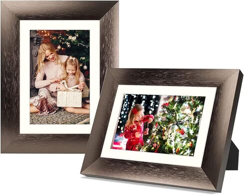 Golden State Art، إطارات ألومنيوم مع حصيرة عاجية للصور - حامل حامل، عروات دوارة، زجاج حقيقي - شاشة عرض أعلى الطاولة (بني داكن، إطار 5x7 للصور 4x6، عبوتان) in Kuwait