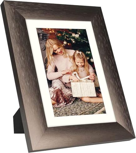 Golden State Art، إطارات ألومنيوم مع حصيرة عاجية للصور - حامل حامل، عروات دوارة، زجاج حقيقي - شاشة عرض أعلى الطاولة (بني داكن، إطار 5x7 للصور 4x6، عبوتان) in Kuwait