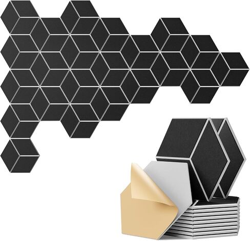 12 Pack Self-adhesive Acoustic Panels 12" X 10" X 0.4" - Sound Proof Foam Panels with High Density, Fashionable Y-Lined Design, Flame Resistant, Absorb Noise and Eliminate Echoes(White)-02 in Saudi Arabia