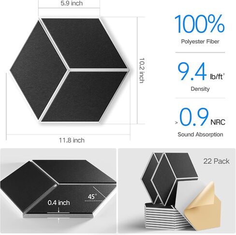 12 Pack Self-adhesive Acoustic Panels 12" X 10" X 0.4" - Sound Proof Foam Panels with High Density, Fashionable Y-Lined Design, Flame Resistant, Absorb Noise and Eliminate Echoes(White)-02 in Saudi Arabia