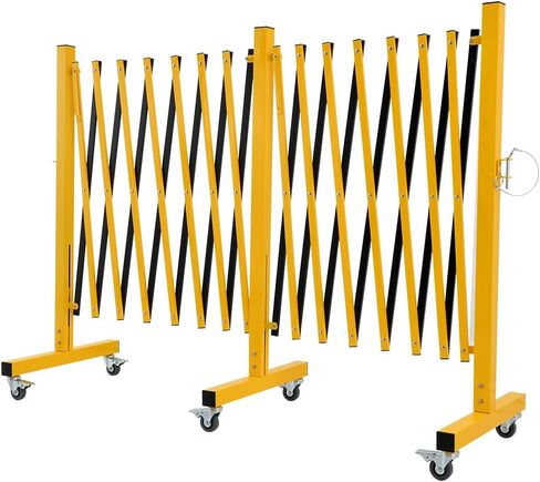 Industrial Expandable Metal Barricade, 8 FT, Orange, Portable Safety Barrier with Casters, Flexible Fence Mobile Barrier Gate, Adjustable Traffic Fence in Saudi Arabia