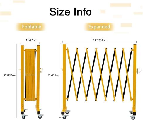 Industrial Expandable Metal Barricade, 8 FT, Orange, Portable Safety Barrier with Casters, Flexible Fence Mobile Barrier Gate, Adjustable Traffic Fence in Saudi Arabia