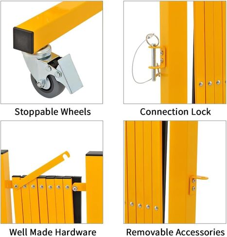 Industrial Expandable Metal Barricade, 8 FT, Orange, Portable Safety Barrier with Casters, Flexible Fence Mobile Barrier Gate, Adjustable Traffic Fence in Saudi Arabia