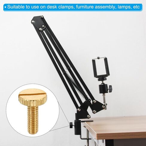 PATIKIL M4x7mm Knurled Thumb Screws, 10 Pack Flat Tip Brass Bolts Grip Knobs Fasteners with Straight Shoulders for Lighting Furniture Electronic Mechanical in Saudi Arabia