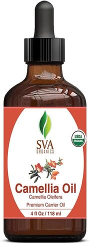 SVA ORGANICS Camellia Oil Organic USDA 4 Oz Pure Natural Cold Pressed Carrier Oil for Skin Care, Hair, Face Cleanser, Shampoo in Saudi Arabia