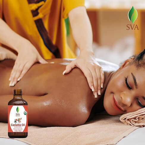 SVA ORGANICS Camellia Oil Organic USDA 4 Oz Pure Natural Cold Pressed Carrier Oil for Skin Care, Hair, Face Cleanser, Shampoo in Saudi Arabia