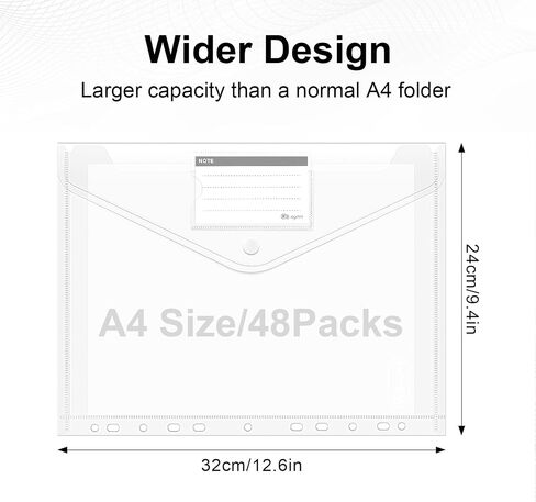 File Envelopes,32 Pack A4 Binder Pockets for 2/3/4 Ring Binder,8 Colors Binder Folders with Hook and Loop Closure and Label,Plastic Envelopes Binder Folders with 11 Holes for School Office Home in Saudi Arabia