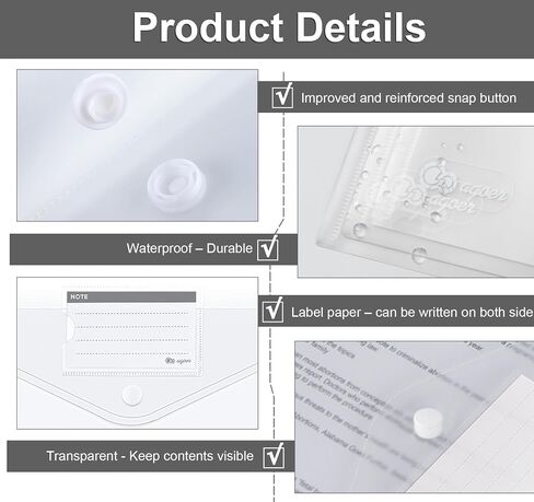 File Envelopes,32 Pack A4 Binder Pockets for 2/3/4 Ring Binder,8 Colors Binder Folders with Hook and Loop Closure and Label,Plastic Envelopes Binder Folders with 11 Holes for School Office Home in Saudi Arabia