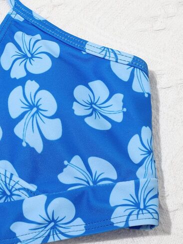 COZYEASE Girls' 3 Piece Set Floral Print Bikini Swimsuit with Drawstring Beach Skirt Cute Ruched Bathing Suit in Saudi Arabia