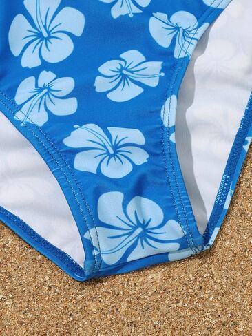 COZYEASE Girls' 3 Piece Set Floral Print Bikini Swimsuit with Drawstring Beach Skirt Cute Ruched Bathing Suit in Saudi Arabia