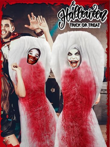 مجموعة من 5 قطع من المناشف الصحية للهالوين، فستان هفوة مضحك، مقاس 59.06 × 23.62 بوصة زي وسادة فترة التدفق للسيدات، مسحوق أحمر داكن، قطعتين من مشابك السرج الخلفية وعصابة رأس للبالغين in Kuwait