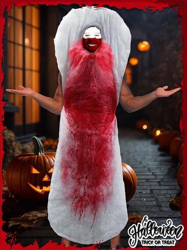 مجموعة من 5 قطع من المناشف الصحية للهالوين، فستان هفوة مضحك، مقاس 59.06 × 23.62 بوصة زي وسادة فترة التدفق للسيدات، مسحوق أحمر داكن، قطعتين من مشابك السرج الخلفية وعصابة رأس للبالغين in Kuwait