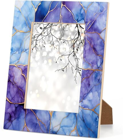 Picture Frame 5x7, Purple Gold Marble Pattern Photo Frames with Stand Artistic Display Pictures for Wall and Tabletop Frames Collage for Home Gallery Decor Christmas Gift in Saudi Arabia
