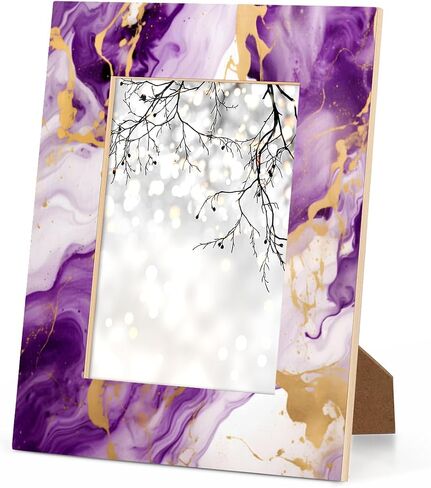Picture Frame 5x7, Purple Gold Marble Pattern Photo Frames with Stand Artistic Display Pictures for Wall and Tabletop Frames Collage for Home Gallery Decor Christmas Gift in Saudi Arabia