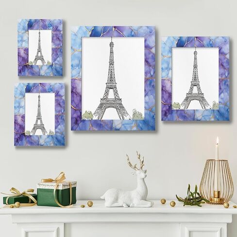 Picture Frame 5x7, Purple Gold Marble Pattern Photo Frames with Stand Artistic Display Pictures for Wall and Tabletop Frames Collage for Home Gallery Decor Christmas Gift in Saudi Arabia