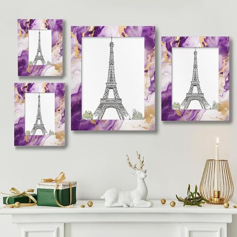 Picture Frame 5x7, Purple Gold Marble Pattern Photo Frames with Stand Artistic Display Pictures for Wall and Tabletop Frames Collage for Home Gallery Decor Christmas Gift in Saudi Arabia