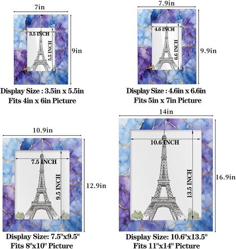 Picture Frame 5x7, Purple Gold Marble Pattern Photo Frames with Stand Artistic Display Pictures for Wall and Tabletop Frames Collage for Home Gallery Decor Christmas Gift in Saudi Arabia