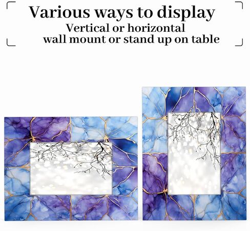 Picture Frame 5x7, Purple Gold Marble Pattern Photo Frames with Stand Artistic Display Pictures for Wall and Tabletop Frames Collage for Home Gallery Decor Christmas Gift in Saudi Arabia