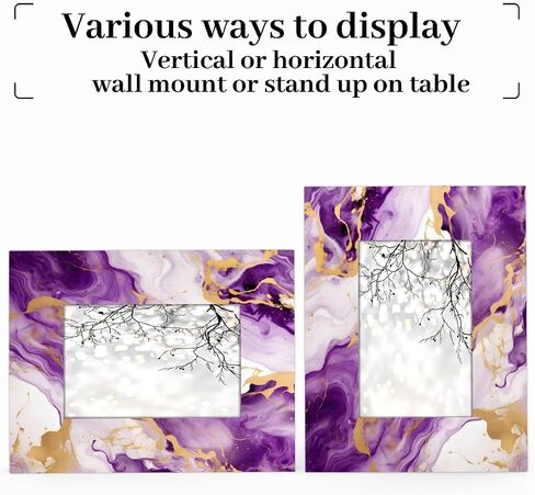 Picture Frame 5x7, Purple Gold Marble Pattern Photo Frames with Stand Artistic Display Pictures for Wall and Tabletop Frames Collage for Home Gallery Decor Christmas Gift in Saudi Arabia