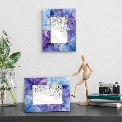 Picture Frame 5x7, Purple Gold Marble Pattern Photo Frames with Stand Artistic Display Pictures for Wall and Tabletop Frames Collage for Home Gallery Decor Christmas Gift in Saudi Arabia