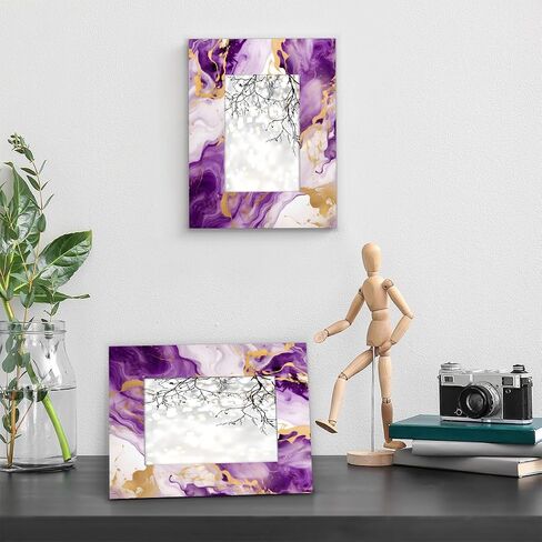 Picture Frame 5x7, Purple Gold Marble Pattern Photo Frames with Stand Artistic Display Pictures for Wall and Tabletop Frames Collage for Home Gallery Decor Christmas Gift in Saudi Arabia